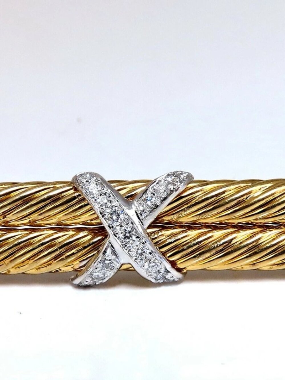 .35ct Natural Diamonds Candy Cane Twisting X Double Stick Pin*